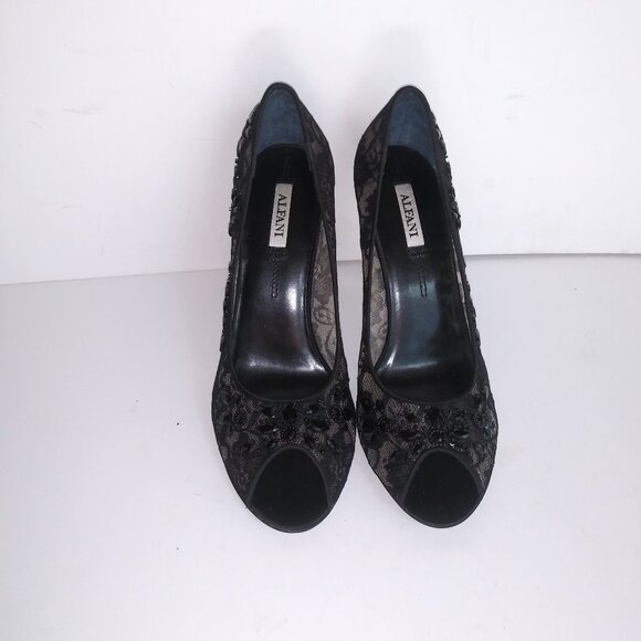Alfani, Black Lace Peep Toe Pumps, Size 9.5, NWT - Picture 2 of 8